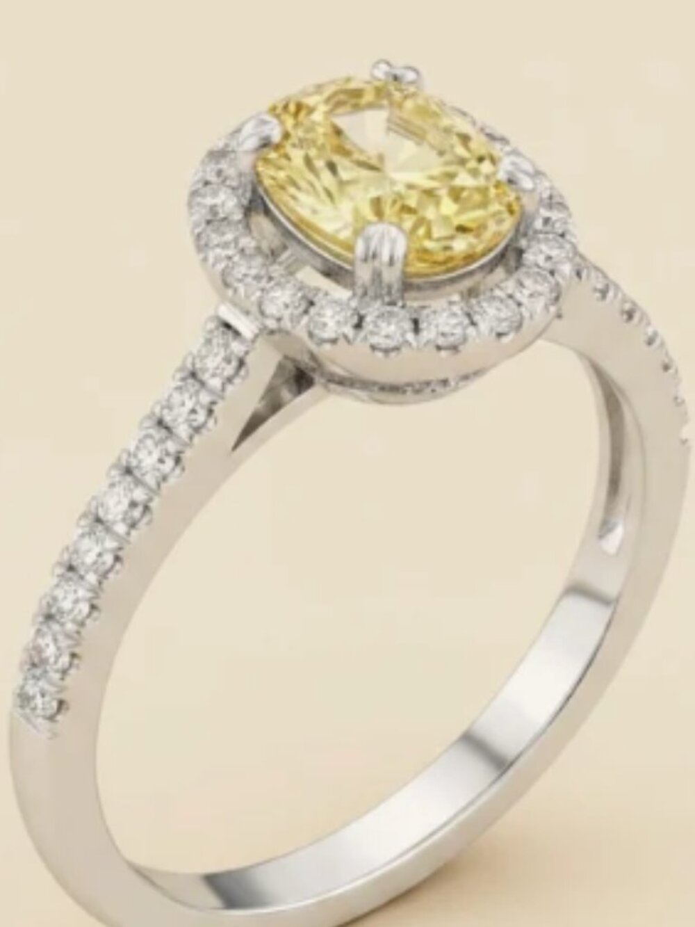 18k Platinum Yellow Oval Diamond Halo Bridal Registry Wedding Engagement Ring